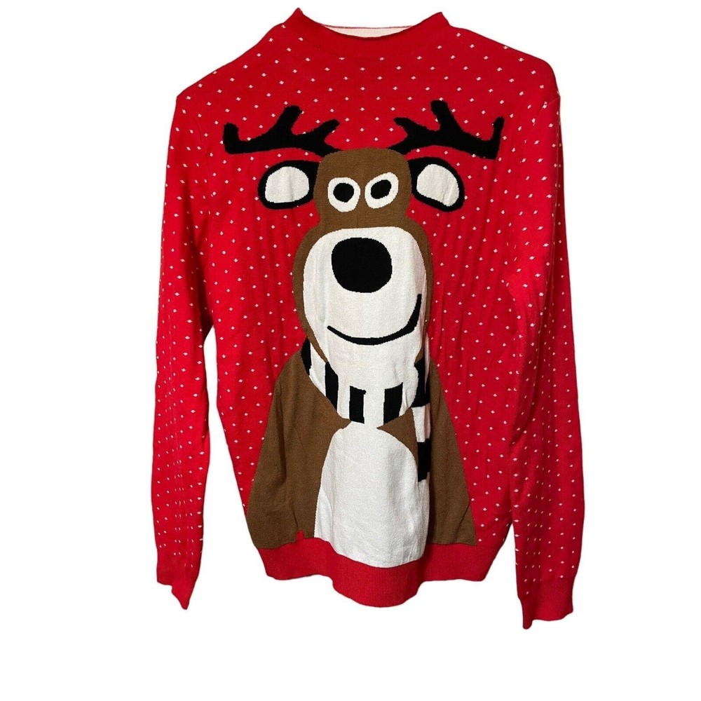 Fancycube Holiday Christmas Sweater Reindeer Pattern Size L